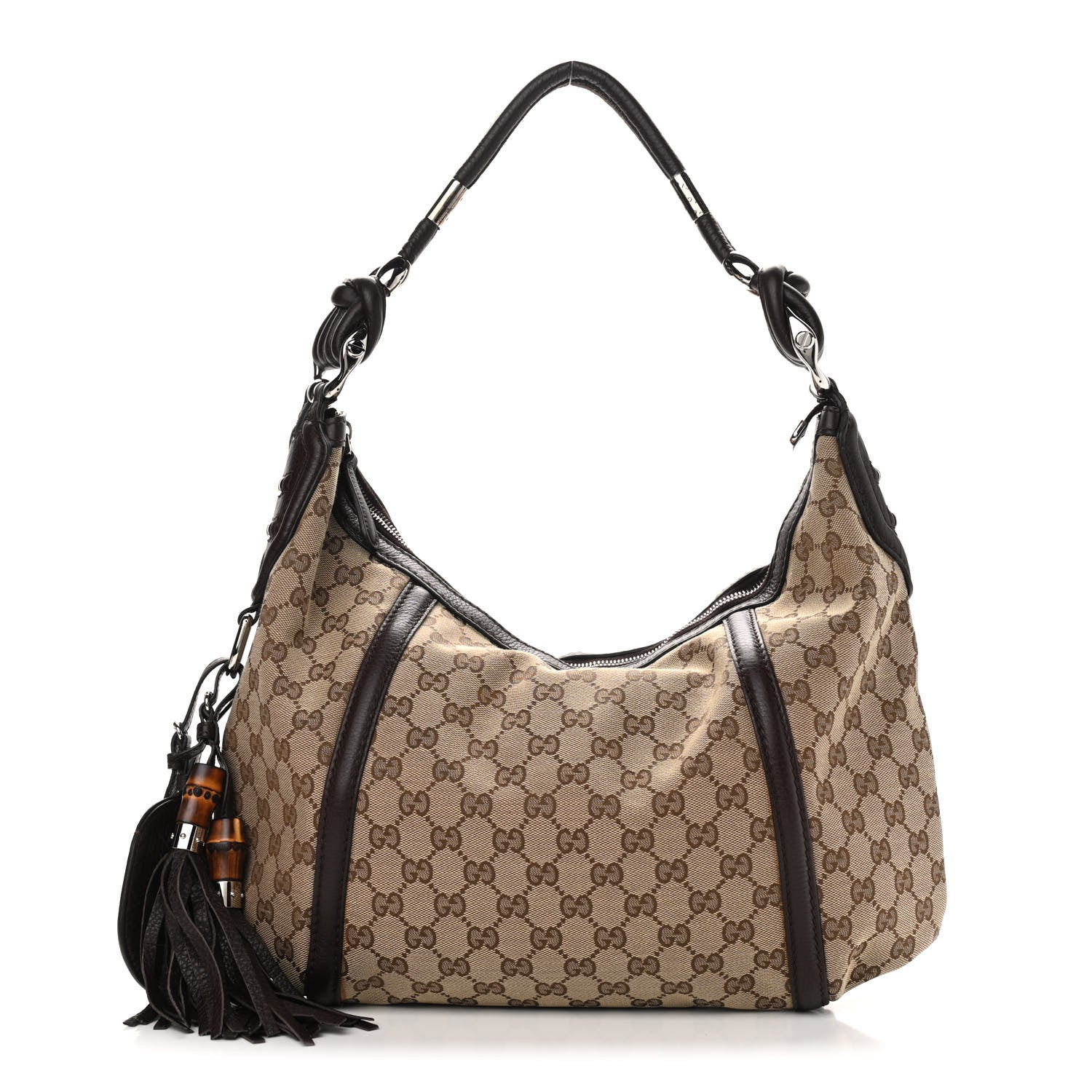 Gucci Monogram Medium Techno Horsebit Hobo Brown 1 of 10