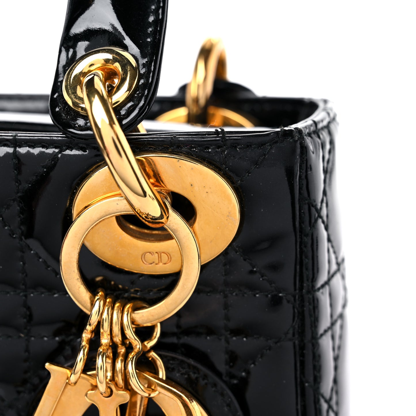 Patent Cannage Mini Lady Dior Black