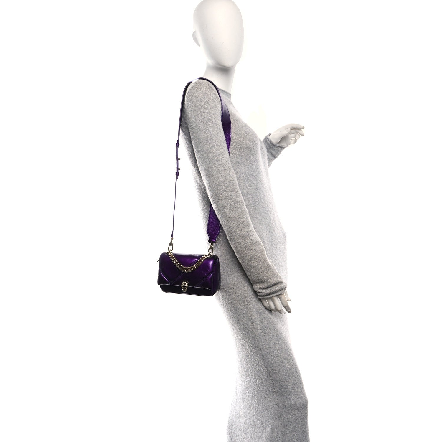 Bulgari Metallic Calfskin Matelasse Mini Serpenti Cabochon Crossbody Bag Purple 2 of 10