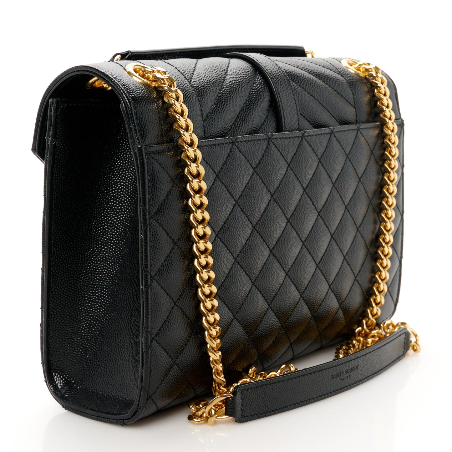 Grain De Poudre Textured Mixed Matelasse Triquilt Medium Monogram Satchel Black