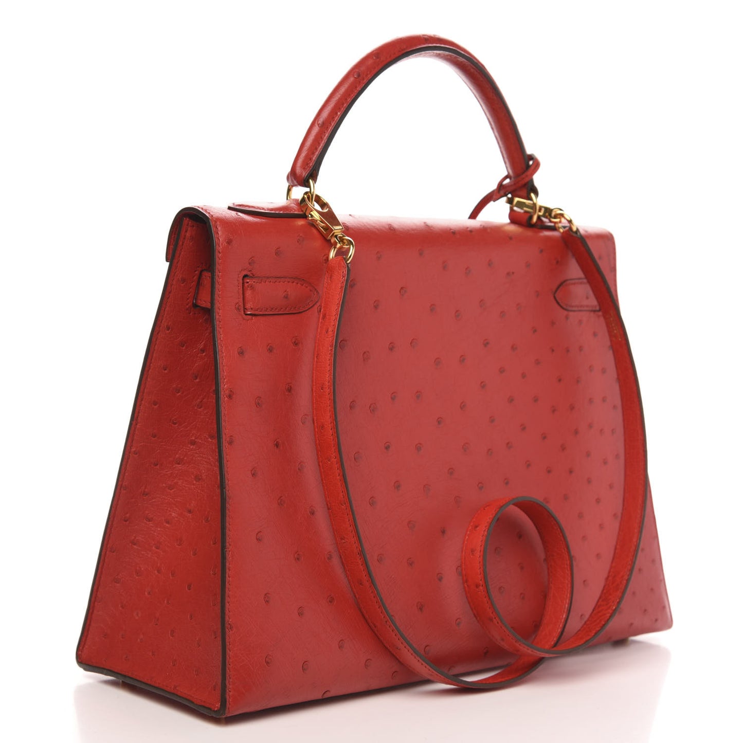 Ostrich Kelly Sellier 32 Rouge Vif