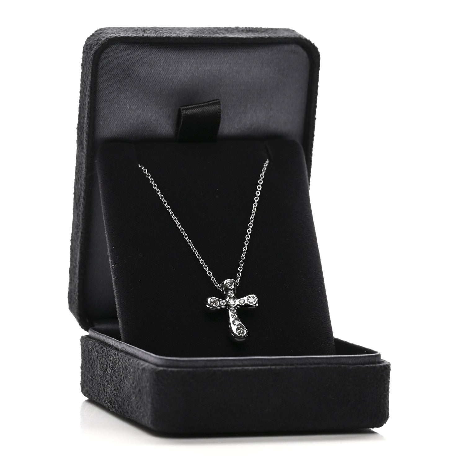 Tiffany Platinum Diamond 17mm Elsa Peretti Cross Pendant Necklace 5 of 5