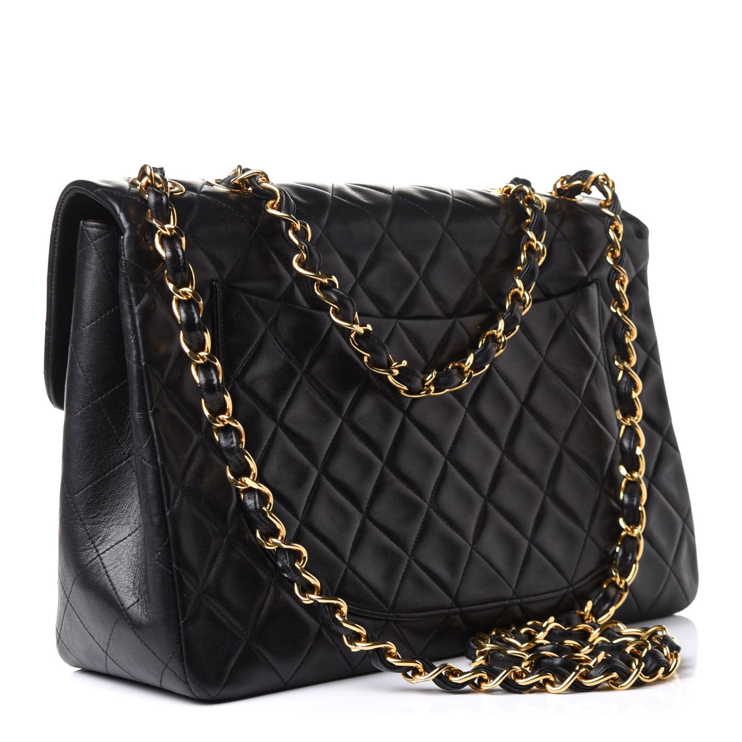 Lambskin Quilted XL Jumbo Single Flap Black