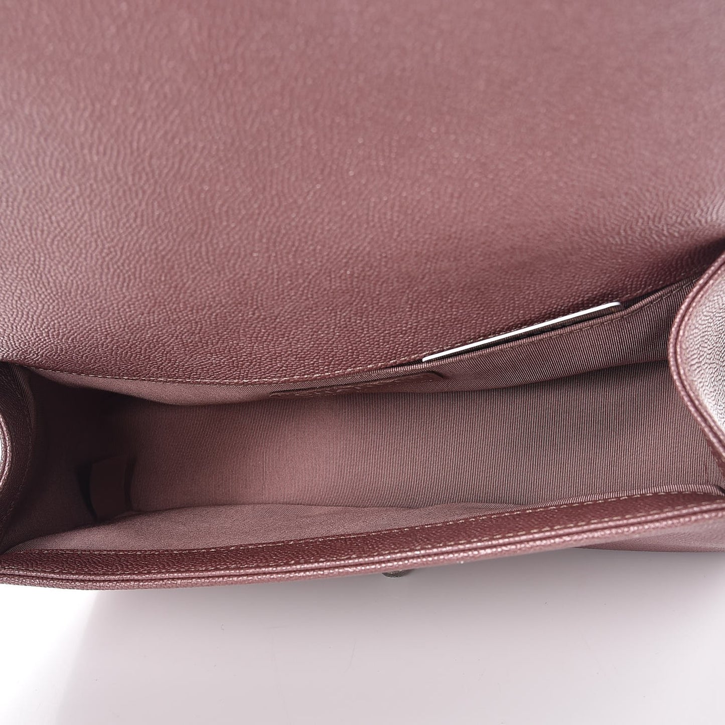 Metallic Caviar Chevron Quilted Medium Boy Flap Dark Pink