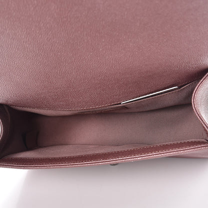 Chanel Metallic Caviar Chevron Quilted Medium Boy Flap Dark Pink 5 of 8