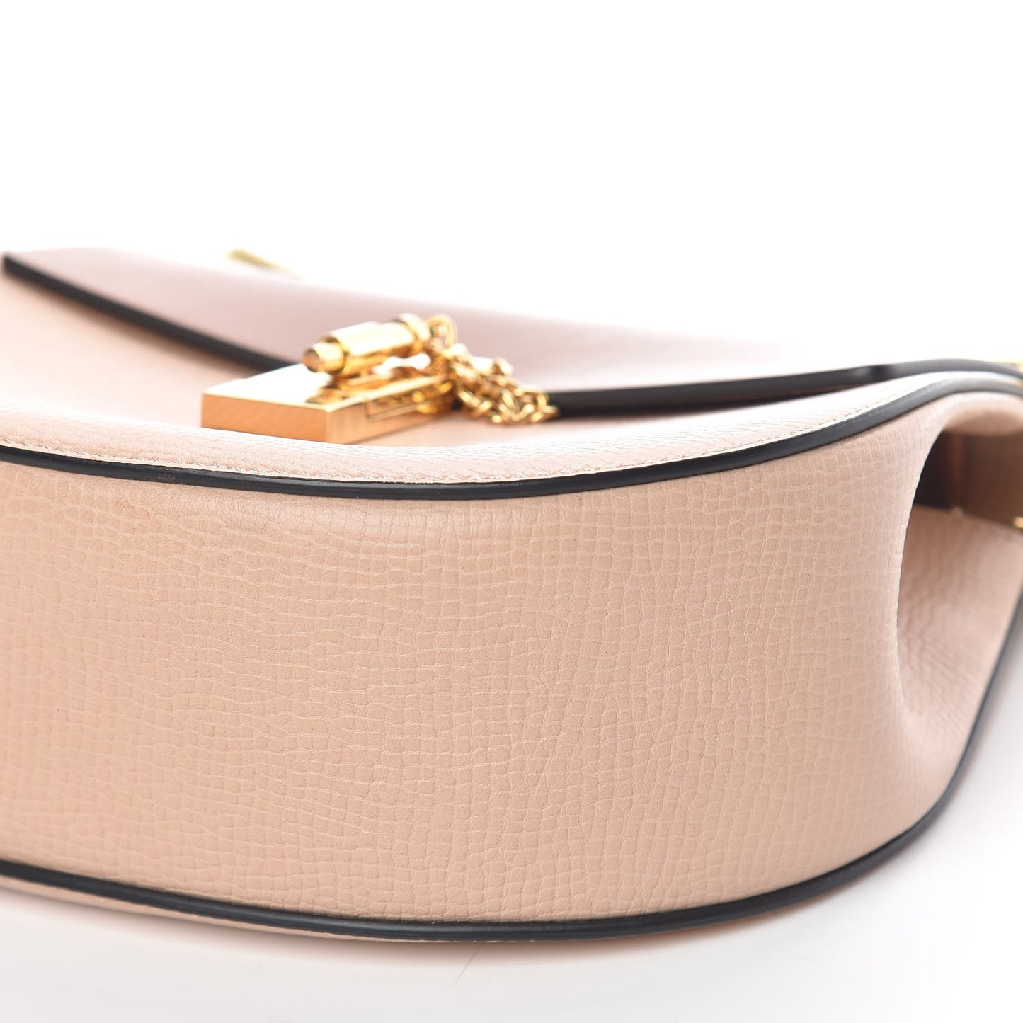 Grained Calfskin Lambskin Bi-Color Drew Shoulder Bag Powder Beige Mustard