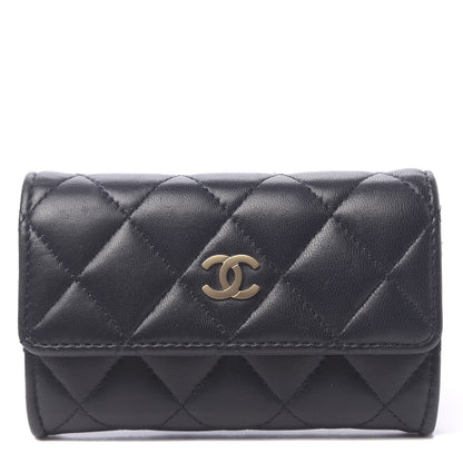 Chanel Lambskin Quilted Flap Card Holder Navy 1 of 10