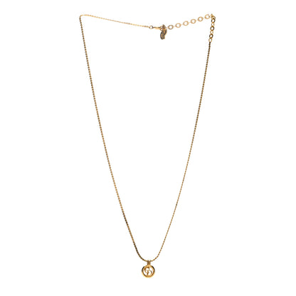 Christian Dior Metal CD Logo Round Pendant Necklace Gold 3 of 4