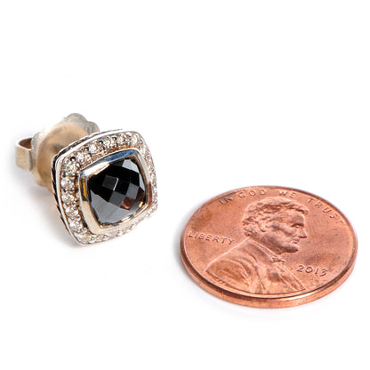 David Yurman Sterling Silver Diamond Hematite 7mm Petite Albion Earrings 2 of 5
