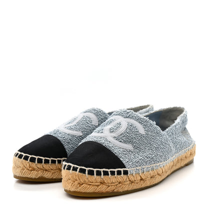 Chanel Fabric Grosgrain CC Espadrilles 38 Blue Light Gray Black 4 of 8