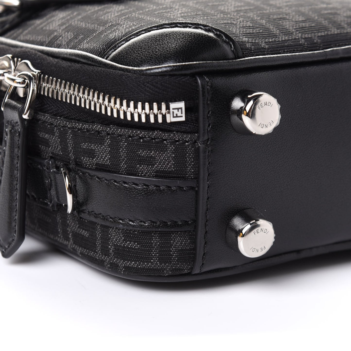 Recycled Fabric Jacquard Vitello Astro Micro FF Mini Trolley Bag Asfalto Black