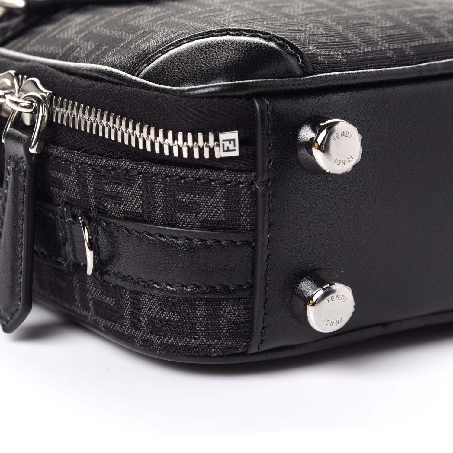 Fendi Recycled Fabric Jacquard Vitello Astro Micro FF Mini Trolley Bag Asfalto Black 9 of 11