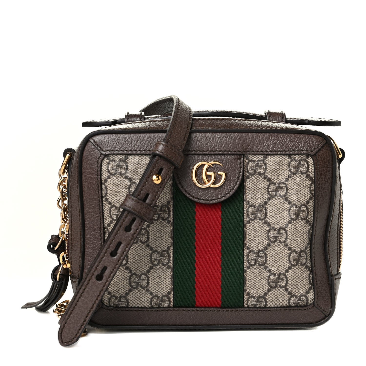 Gucci GG Supreme Monogram Mini Ophidia Top Handle Shoulder Bag Brown 1 of 7