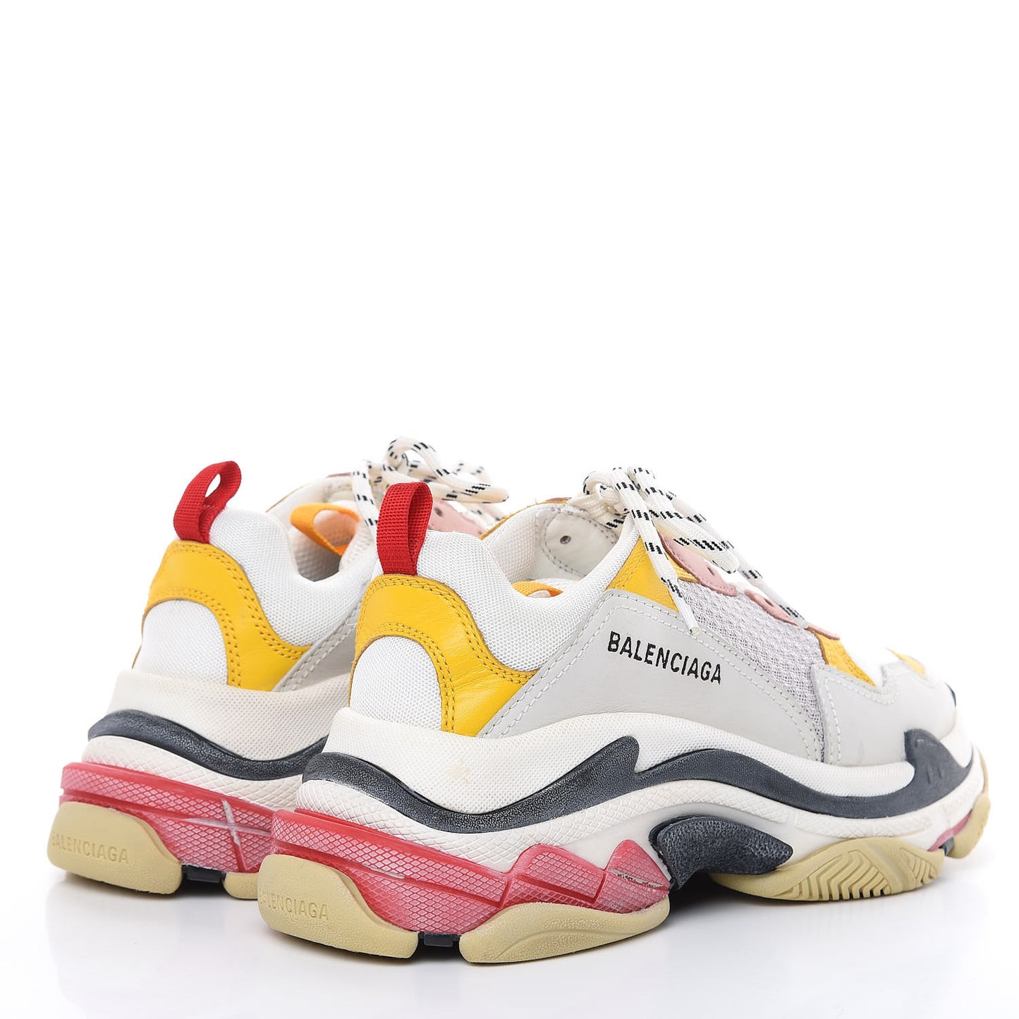 Mesh Nubuck Womens Triple S Sneakers 39 White Gris Jaune Rose