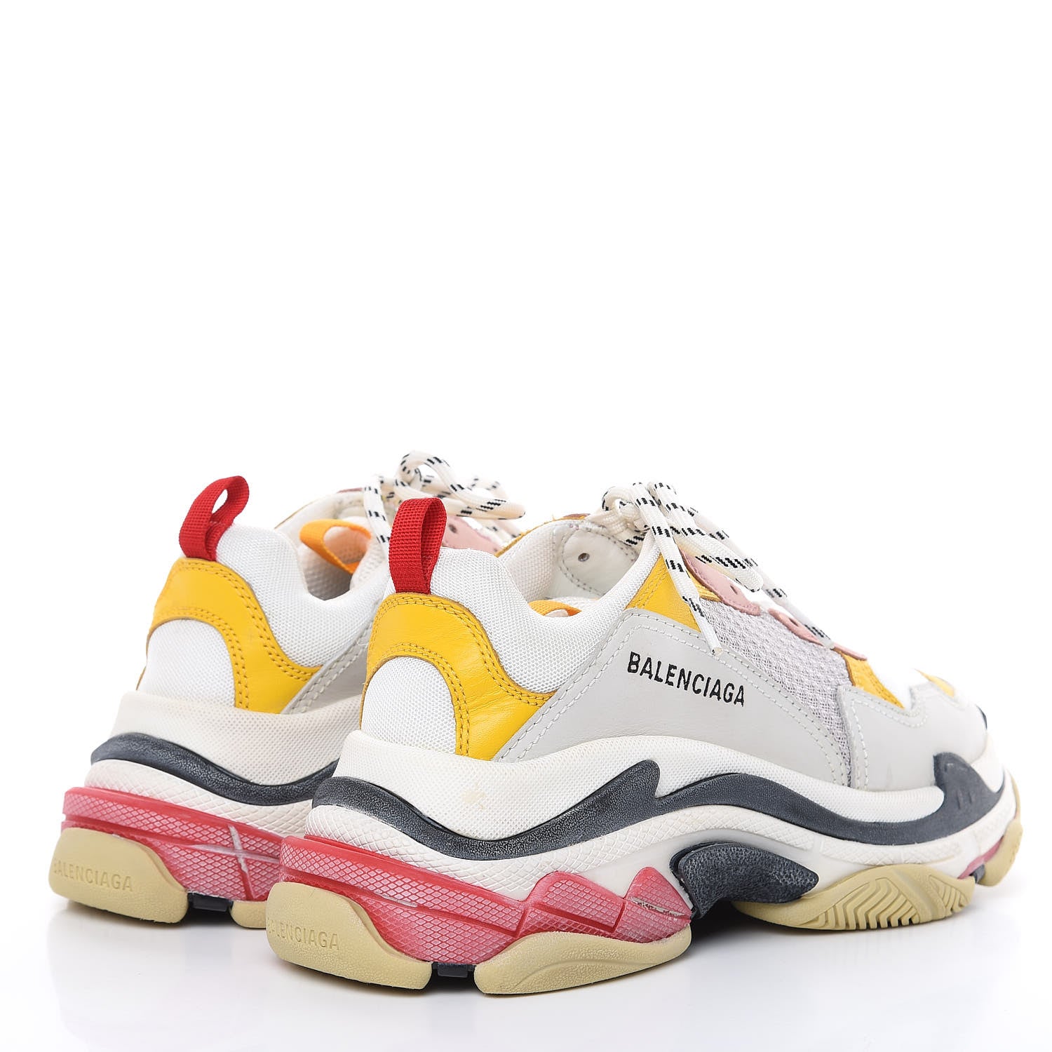 Balenciaga Mesh Nubuck Womens Triple S Sneakers 39 White Gris Jaune Rose 4 of 8
