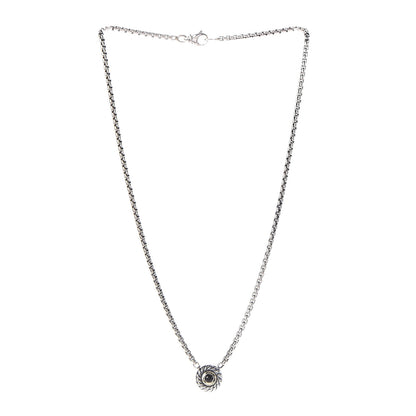 David Yurman Sterling Silver 14K Yellow Gold Black Onyx 12mm Cookie Pendant Necklace 3 of 5