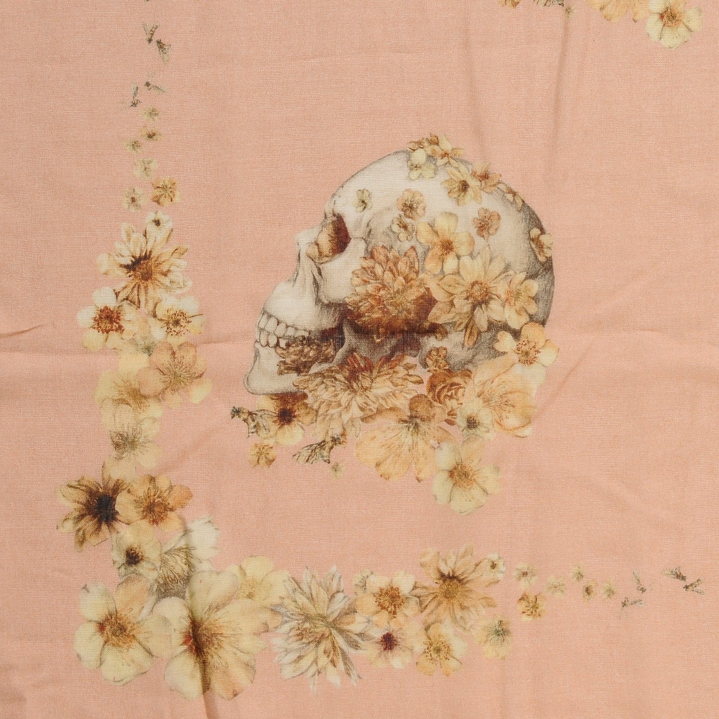 Modal Silk Flower Skull Scarf Peach