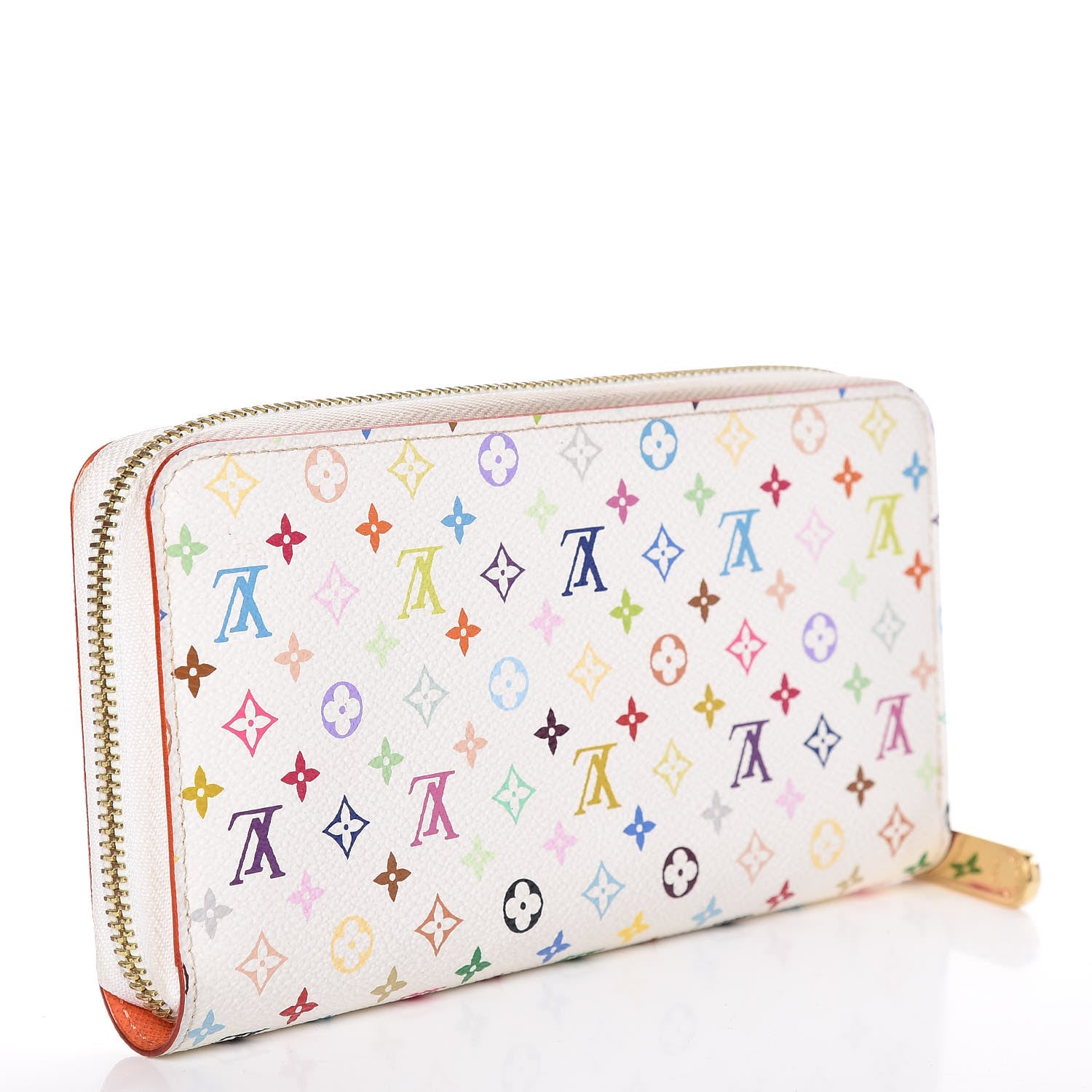 Louis Vuitton Monogram Multicolor Zippy Wallet White Orange 3 of 14