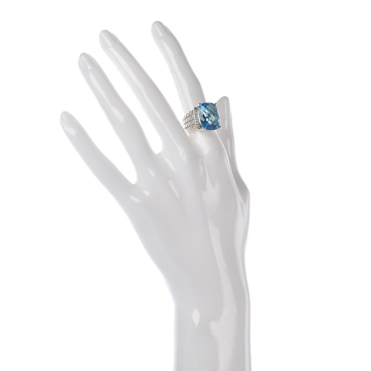 Sterling Silver Diamond Blue Topaz 16mm Wheaton Ring 51 5.75