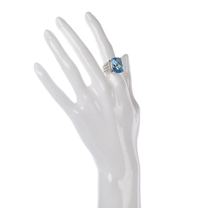 David Yurman Sterling Silver Diamond Blue Topaz 16mm Wheaton Ring 51 5.75 2 of 5