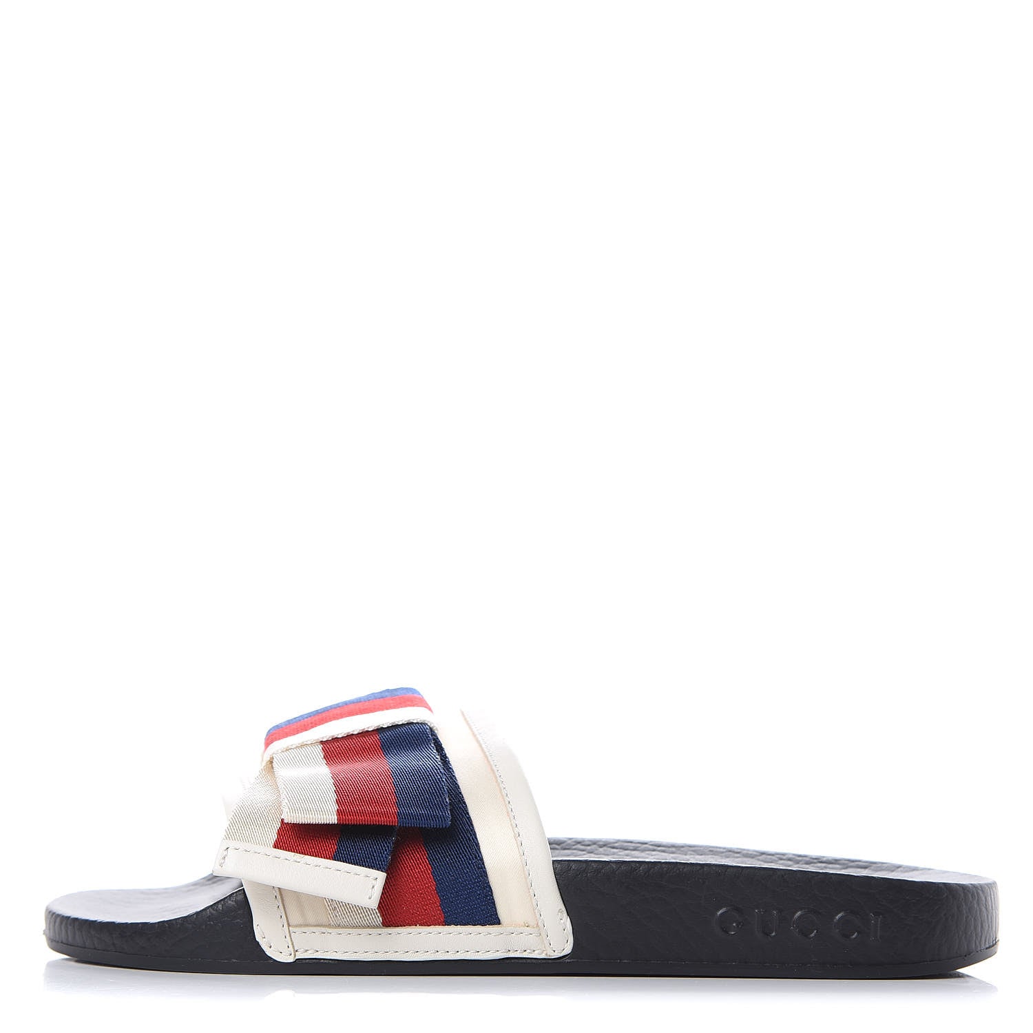 Gucci Satin Web Sylvie Bow Slide Sandals 36 White 1 of 8