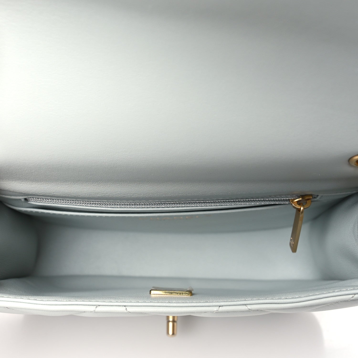 Chanel Lambskin Enamel Pearl Quilted Mini Charm Me Square Flap Light Blue 5 of 11