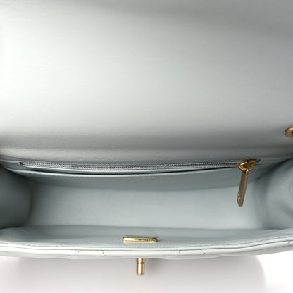 Chanel Lambskin Enamel Pearl Quilted Mini Charm Me Square Flap Light Blue 5 of 11