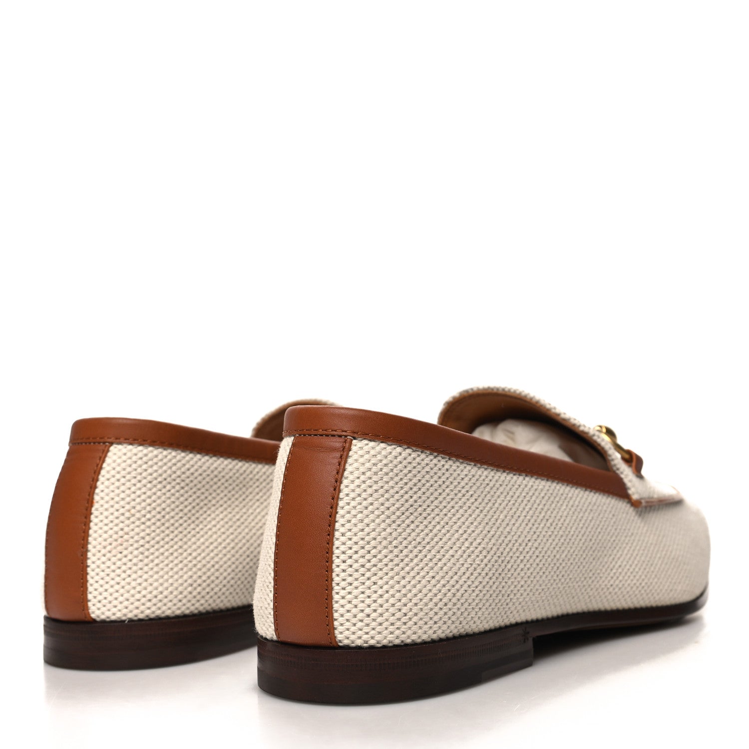 Gucci Canvas Horsebit Mens Jordaan Loafers 8.5 Natural Honey Brown 4 of 9