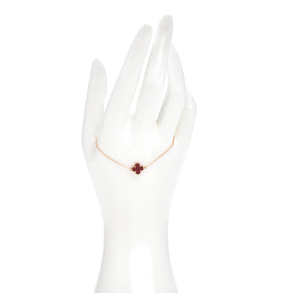 Van Cleef & Arpels 18K Rose Gold Carnelian Sweet Alhambra Bracelet 2 of 5
