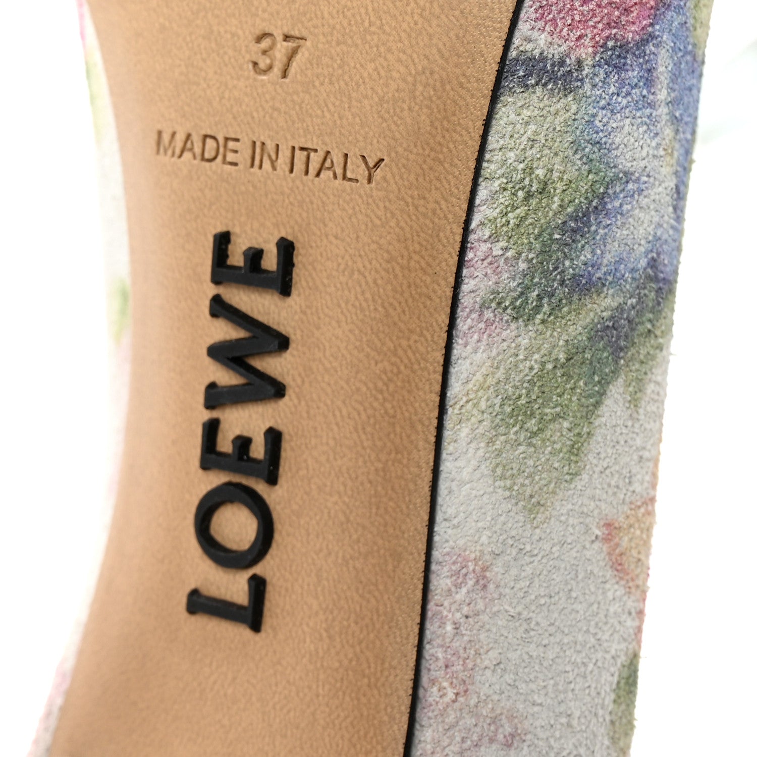 Loewe Suede Floral Toy Pumps 90 37 White Pink Multicolor 7 of 10