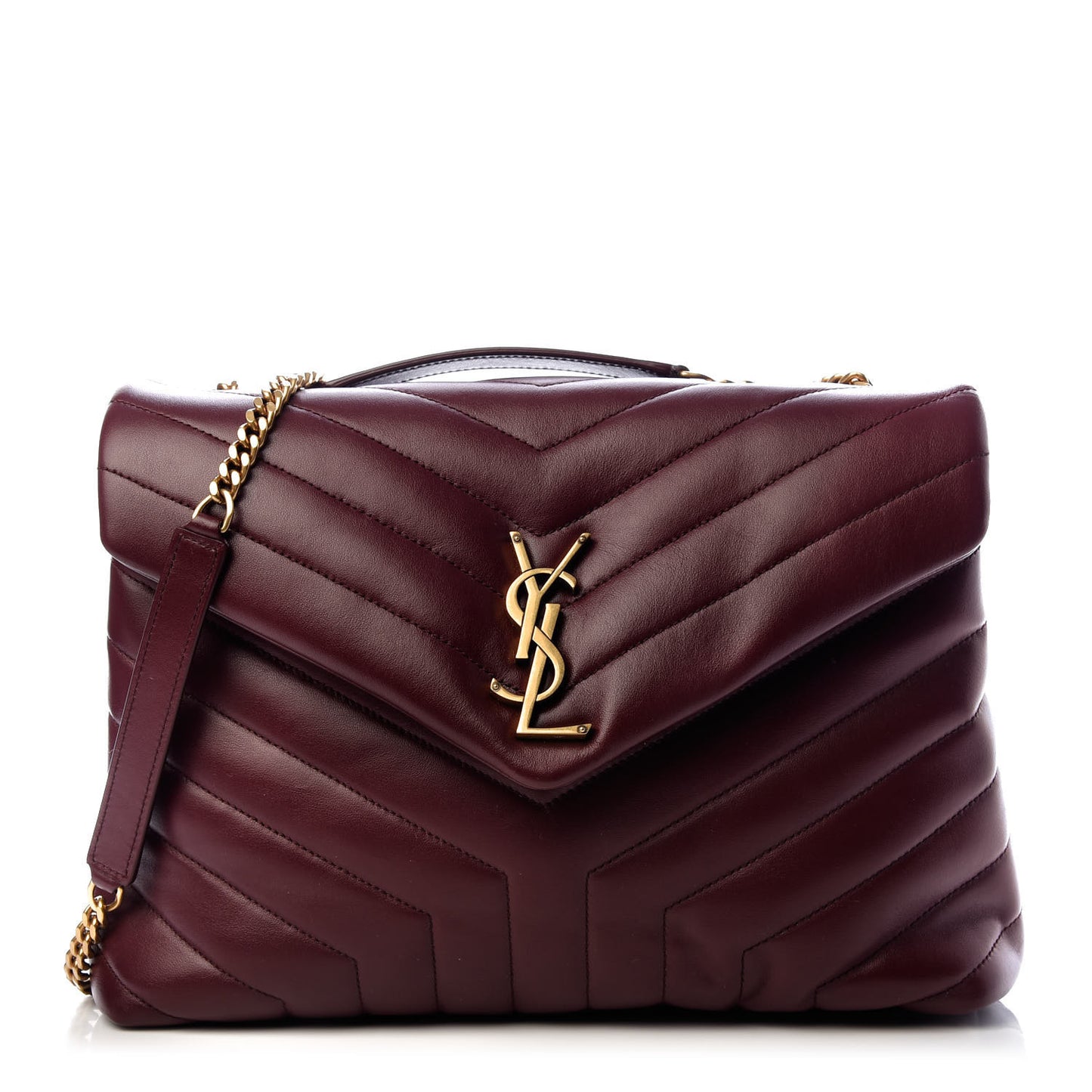 Calfskin Y Quilted Monogram Medium Loulou Chain Satchel Rouge Legion