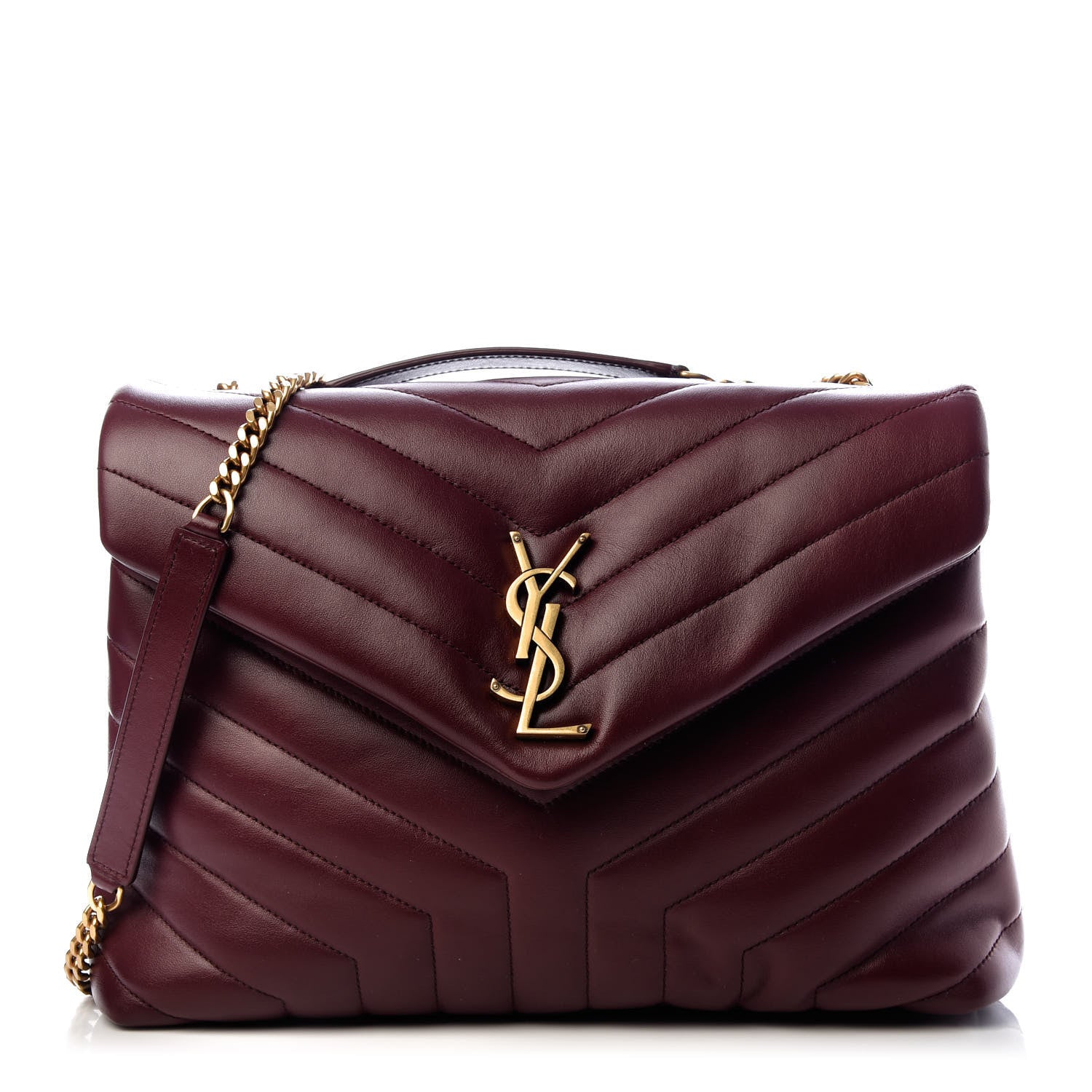 Saint Laurent Calfskin Y Quilted Monogram Medium Loulou Chain Satchel Rouge Legion 1 of 10