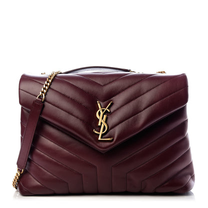Saint Laurent Calfskin Y Quilted Monogram Medium Loulou Chain Satchel Rouge Legion 1 of 10
