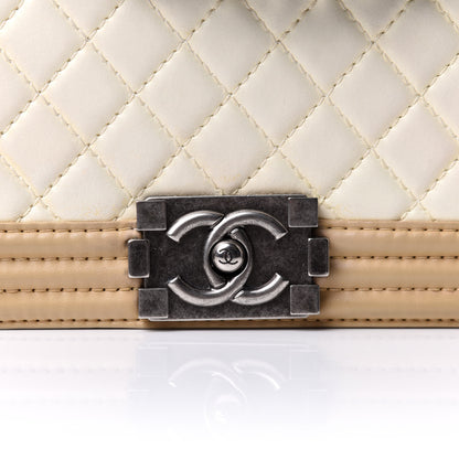Chanel Lambskin Quilted Medium Boy Flap Ivory Havana Beige 7 of 9
