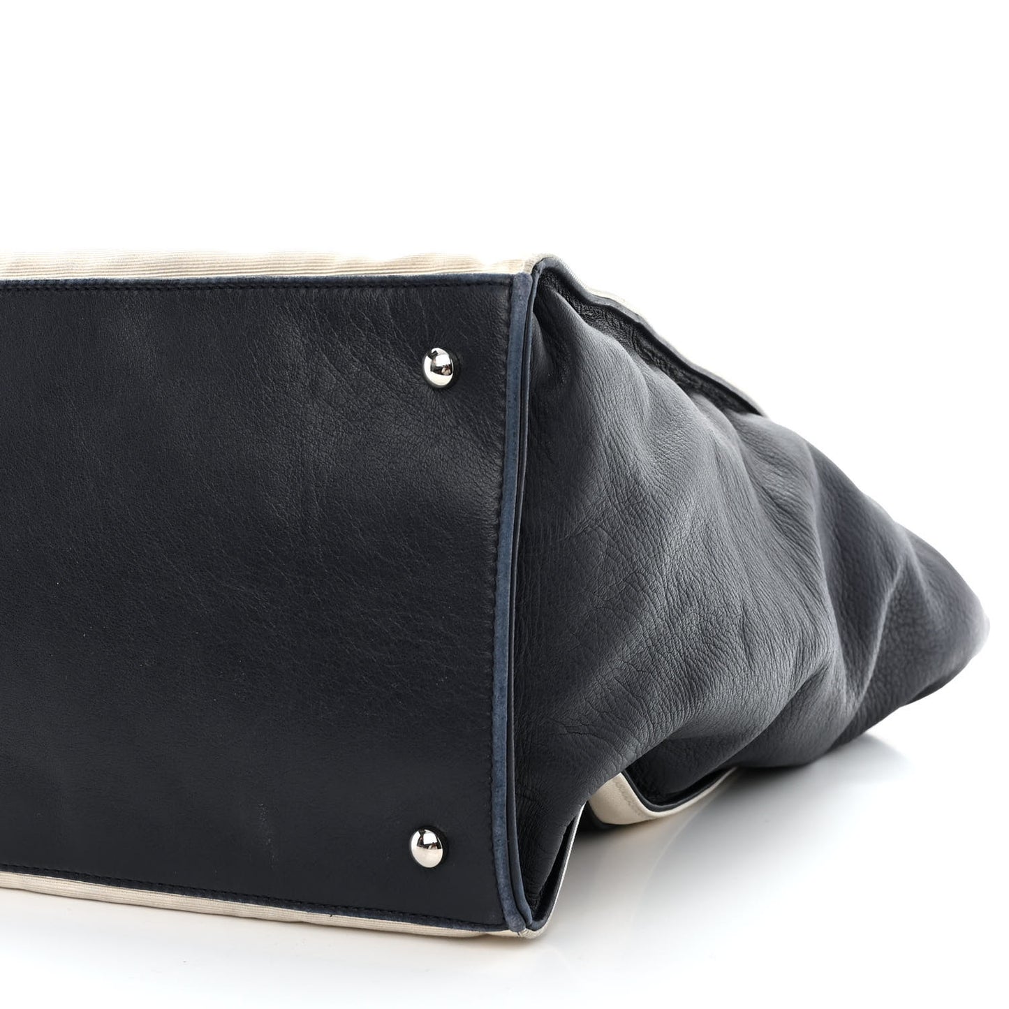 Lambskin Quilted Lido Shopping Tote Dark Navy Blue