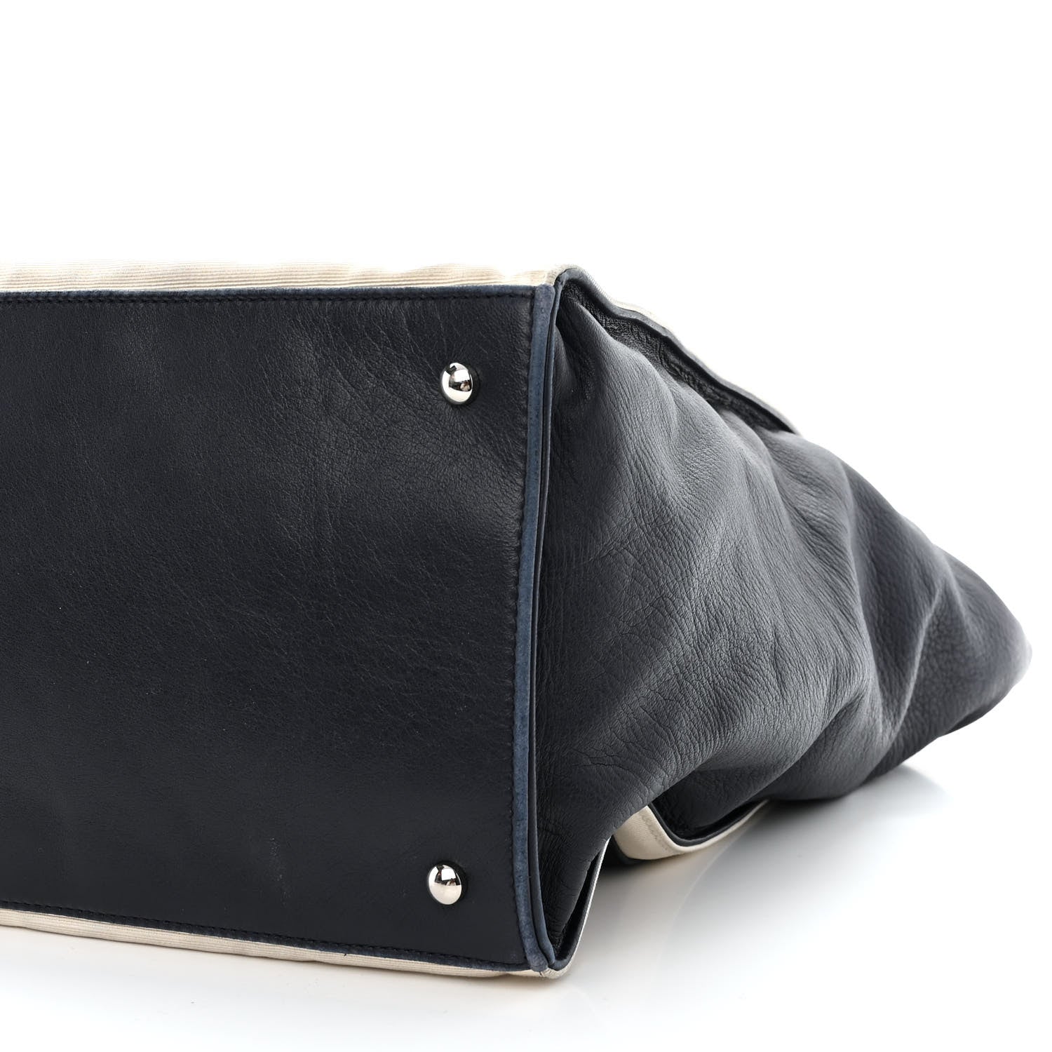 Chanel Lambskin Quilted Lido Shopping Tote Dark Navy Blue 10 of 12