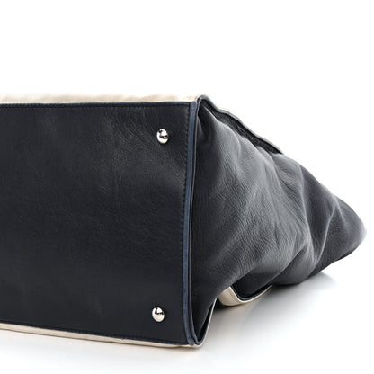 Chanel Lambskin Quilted Lido Shopping Tote Dark Navy Blue 10 of 12