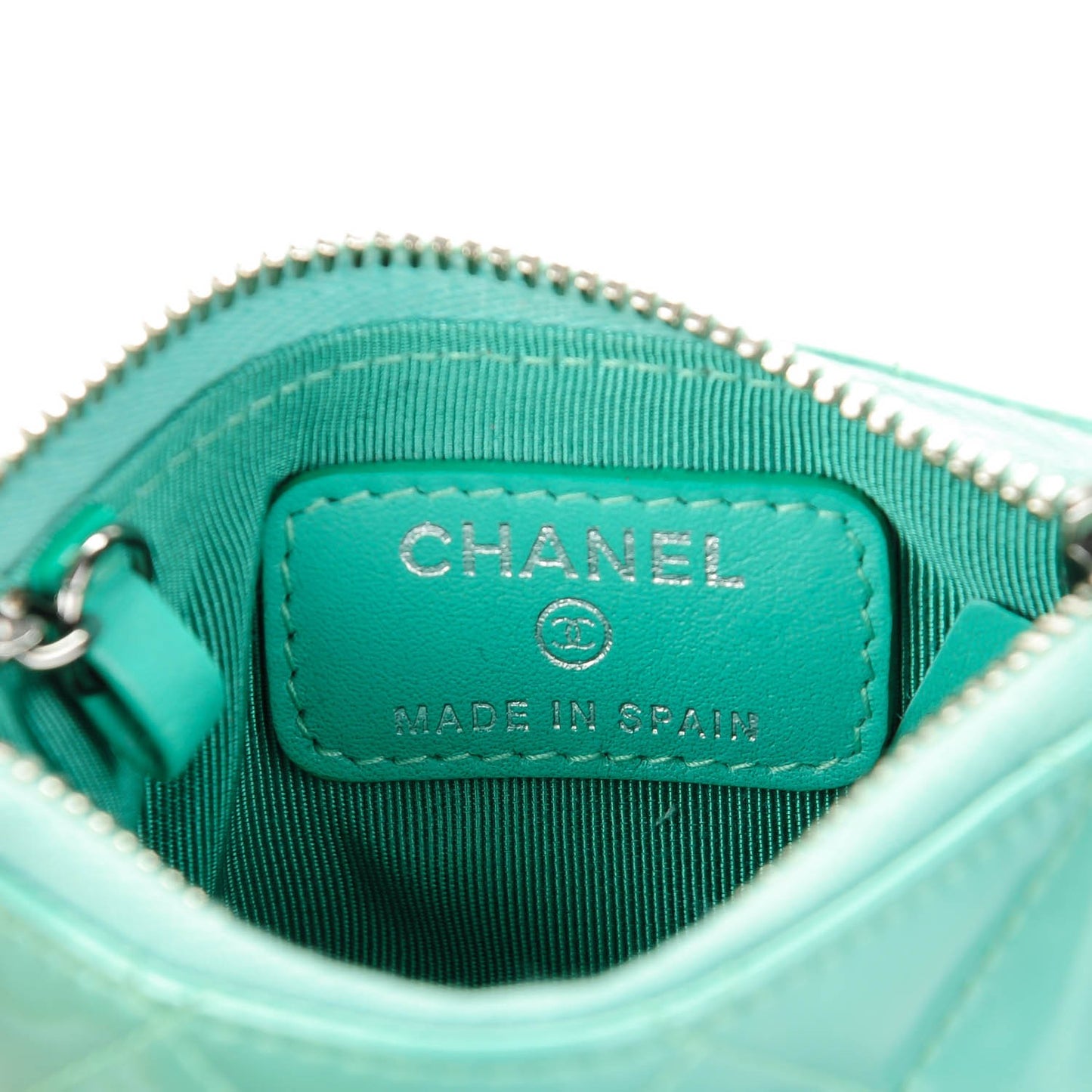 Patent Quilted Key Holder Case Green