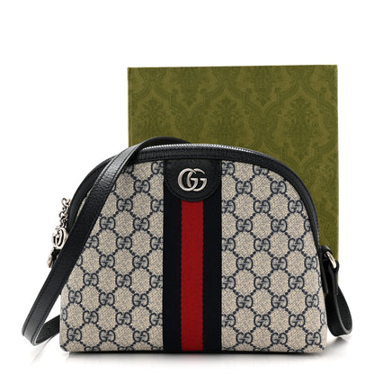Gucci GG Supreme Monogram Textured Dollar Calfskin Web Small Ophidia Dome Shoulder Bag Beige Blue 11 of 11