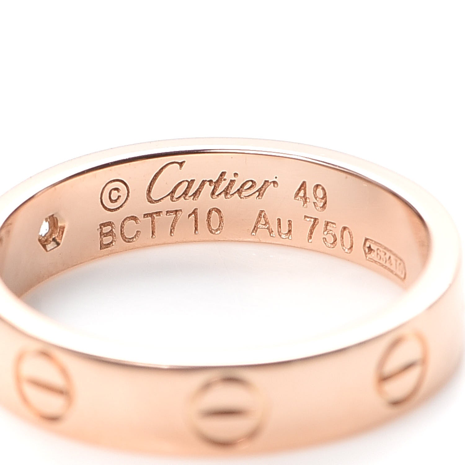 Cartier 18K Pink Gold Diamond 4mm LOVE Wedding Band Ring 49 4.75 4 of 5