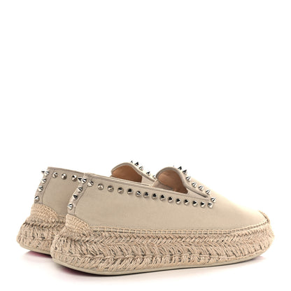 Christian Louboutin Canvas Espaboat Spikes Flat Espadrilles 39 Beige 4 of 10