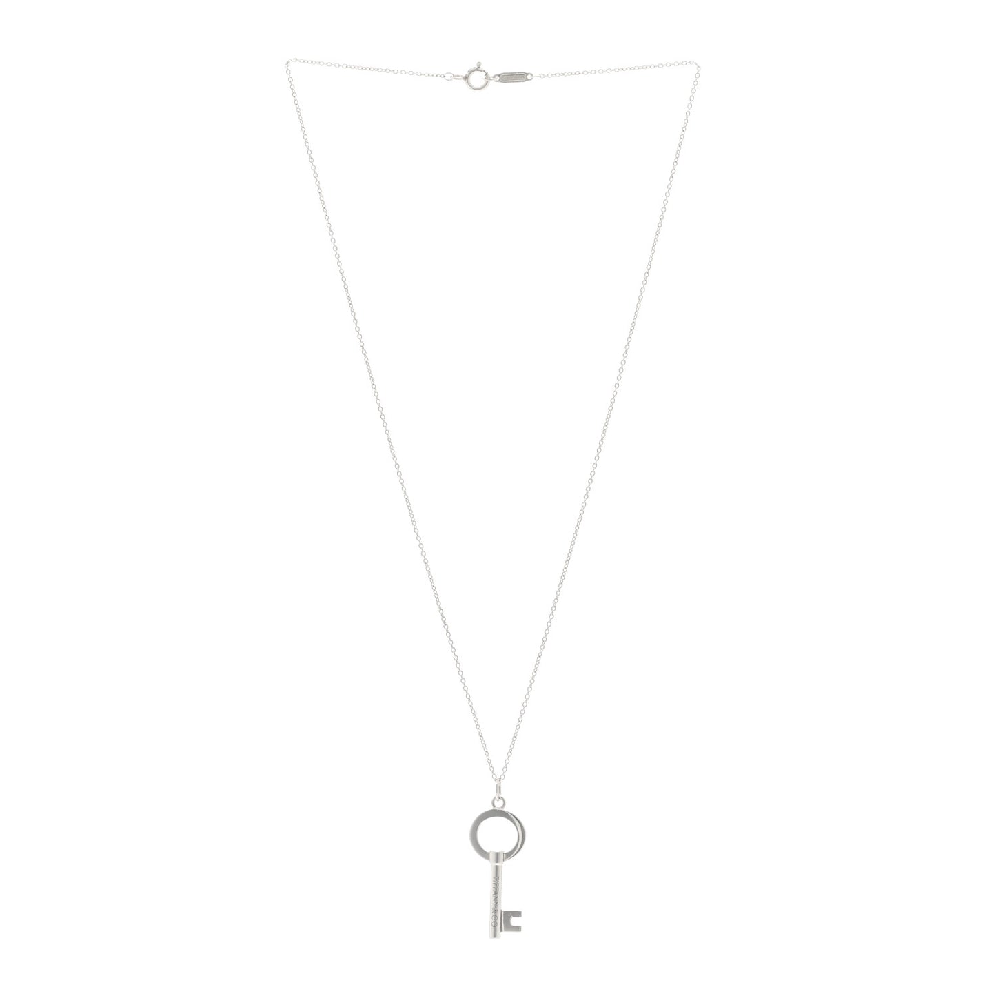 Sterling Silver Modern Keys Open Round Key Pendant Necklace