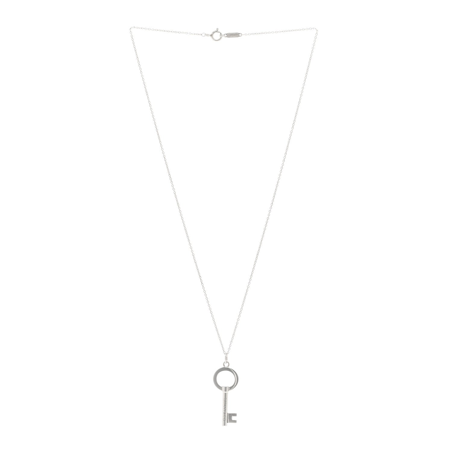 Tiffany Sterling Silver Modern Keys Open Round Key Pendant Necklace 3 of 4