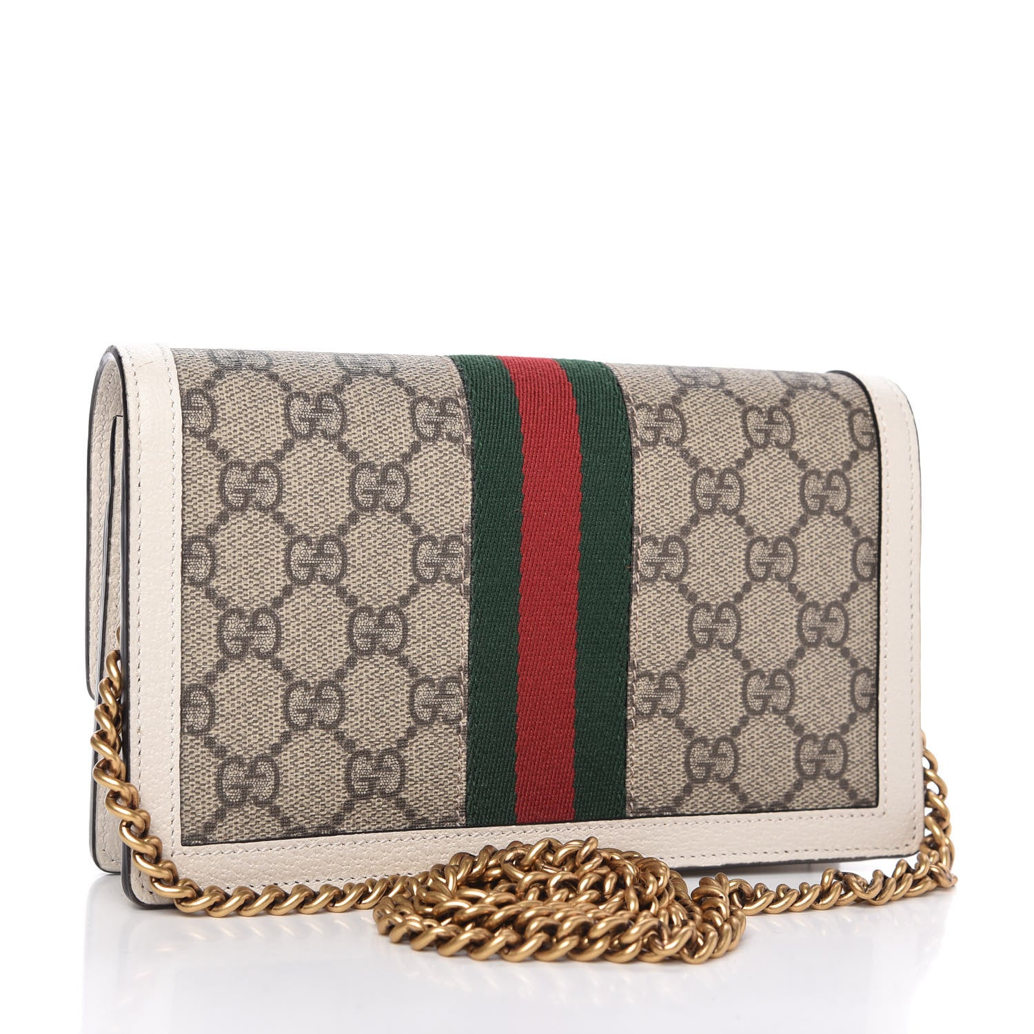Gucci GG Supreme Monogram Web Queen Margaret Chain Wallet White 3 of 9