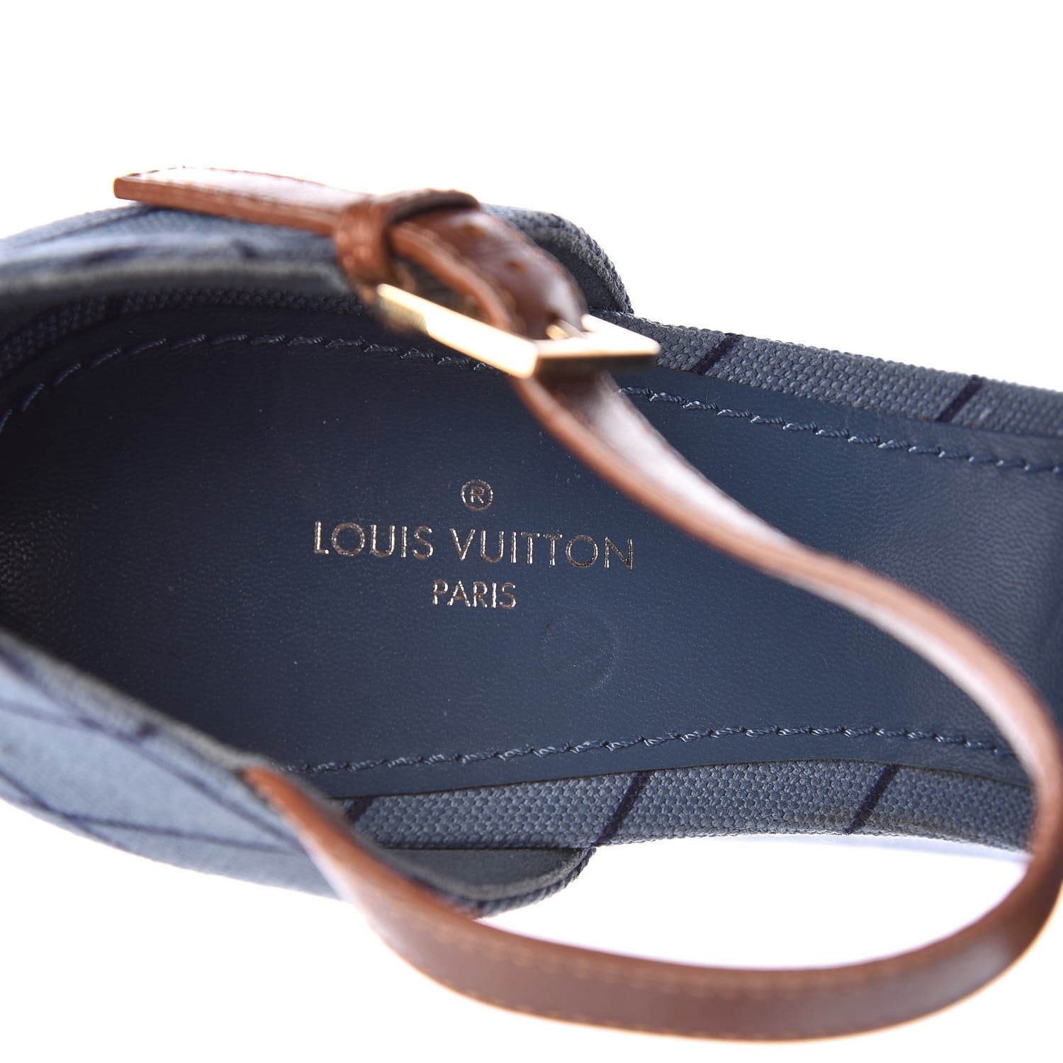 Louis Vuitton Denim Malletage Blossom Wedge Sandal 39.5 8 of 9