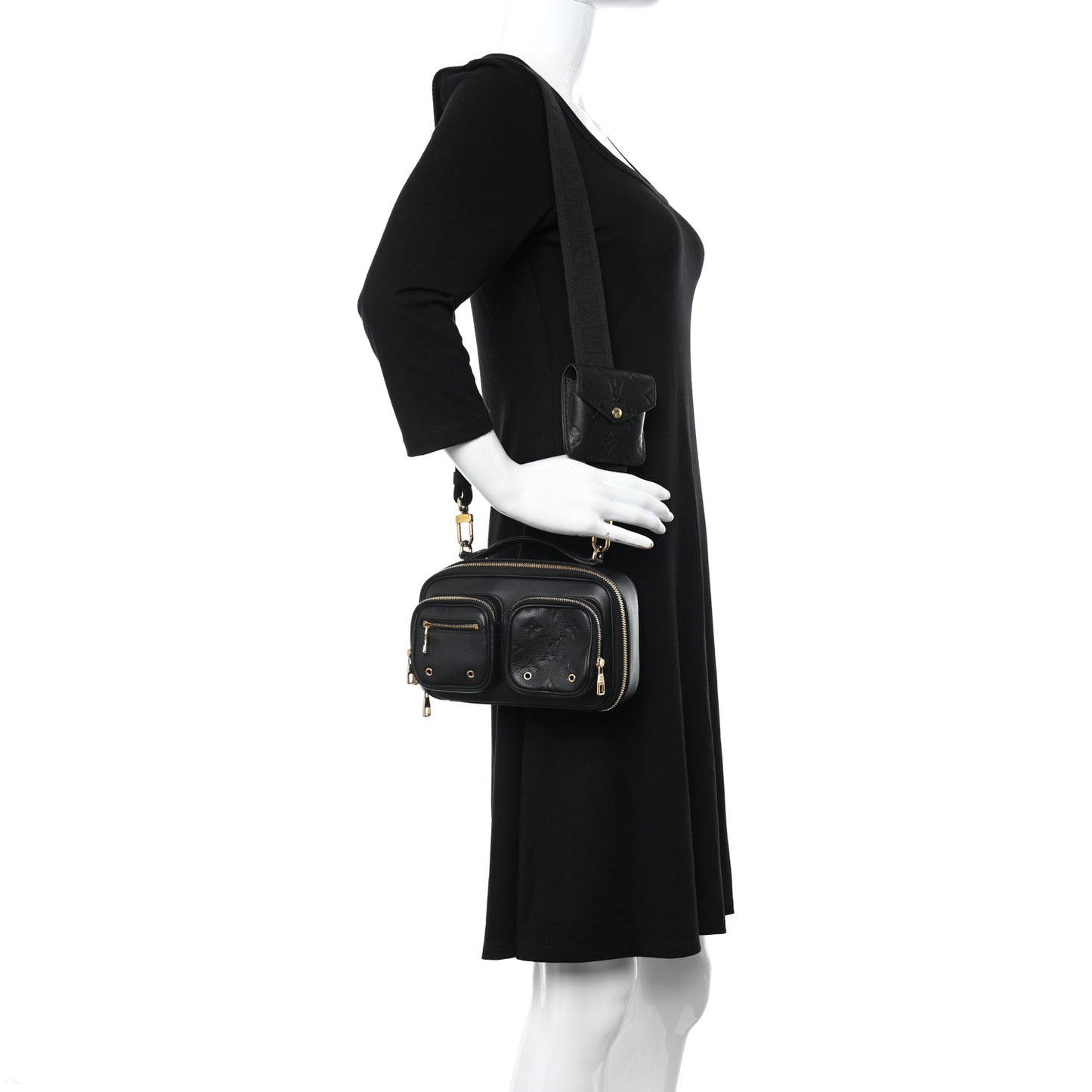 Calfskin Monogram Embossed Utility Bag Black