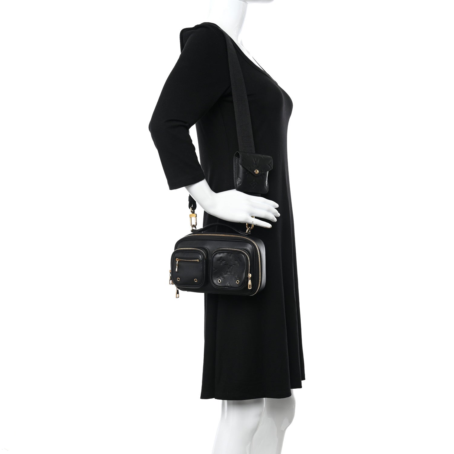 Louis Vuitton Calfskin Monogram Embossed Utility Bag Black 3 of 9