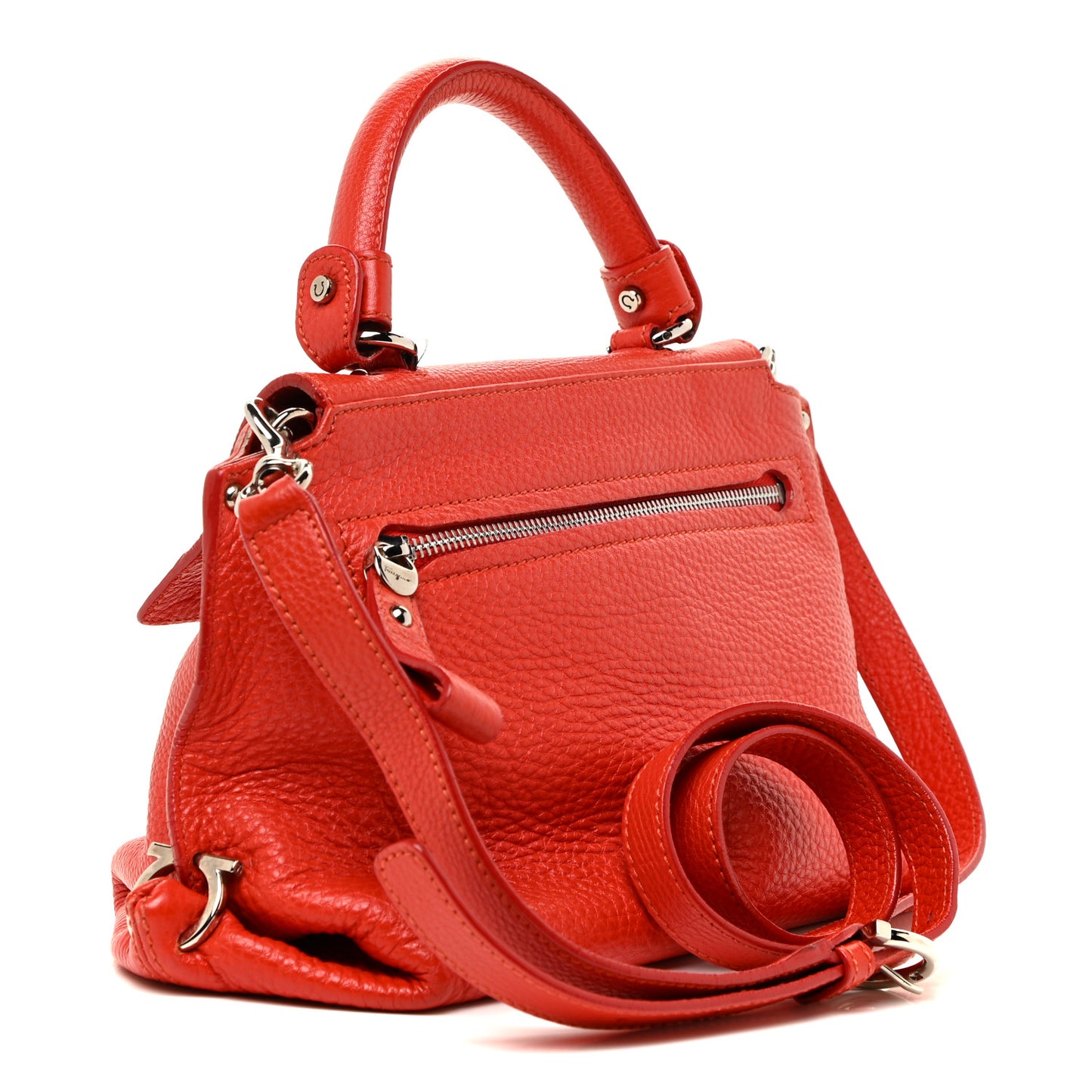 Grained Calfskin Sofia Satchel Red