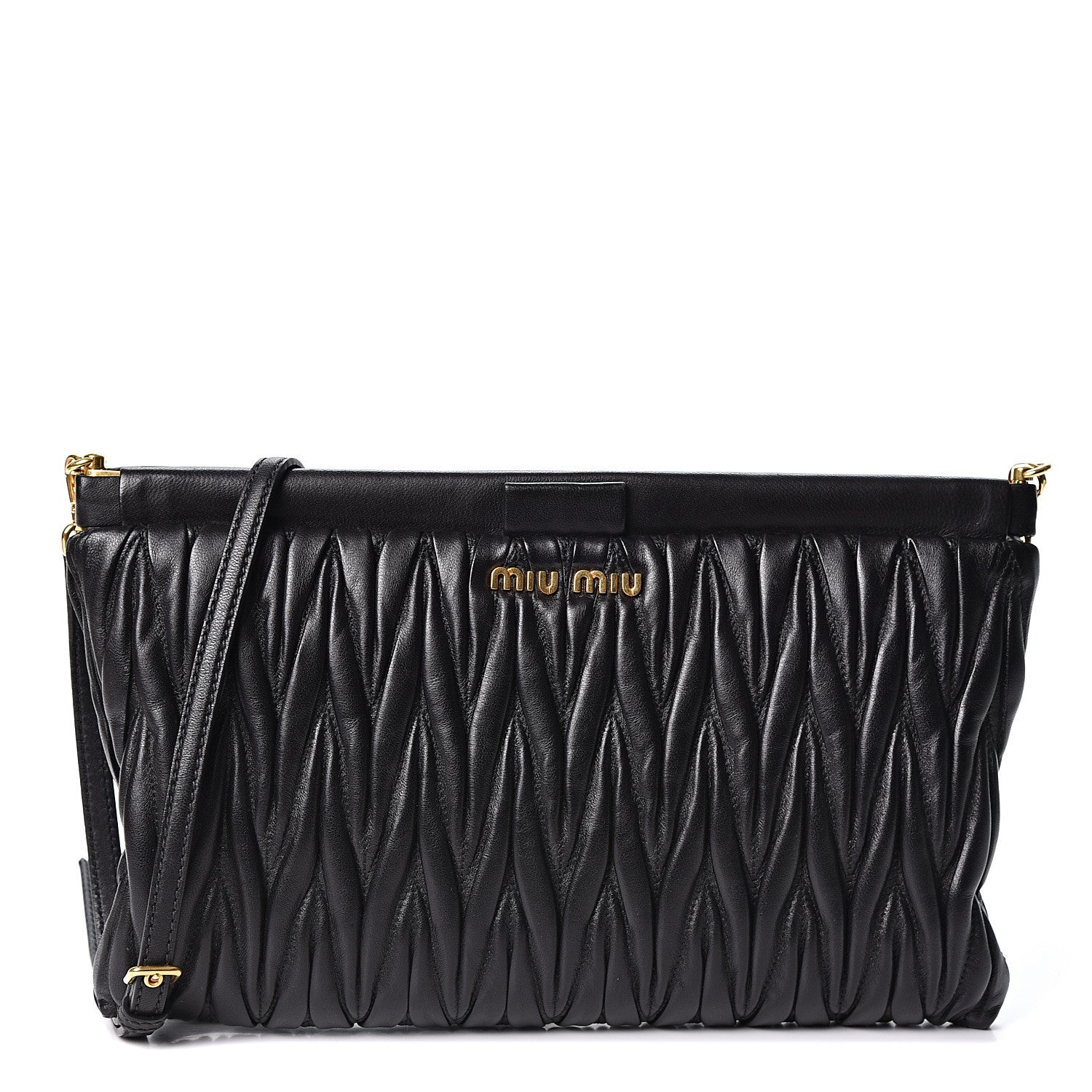 Miu Miu Nappa Matelasse Crossbody Clutch Black 1 of 8