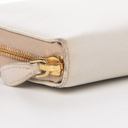 Prada Saffiano Metal Zip Around Wallet Talco 11 of 17